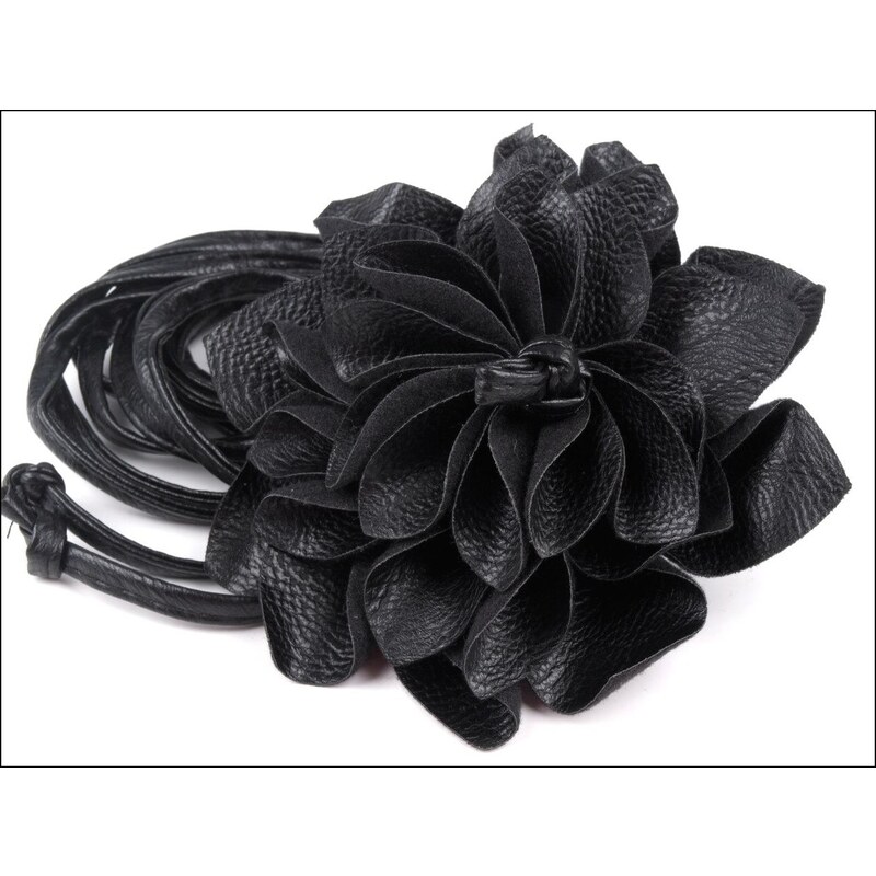 Elegantní černý pásek s květem