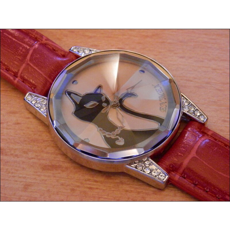 Elegantní červené hodinky Swarovski Enmex Pure Look