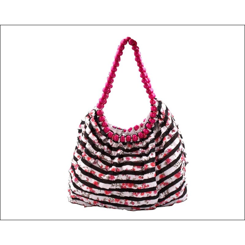 Textilní růžová taška s volánky