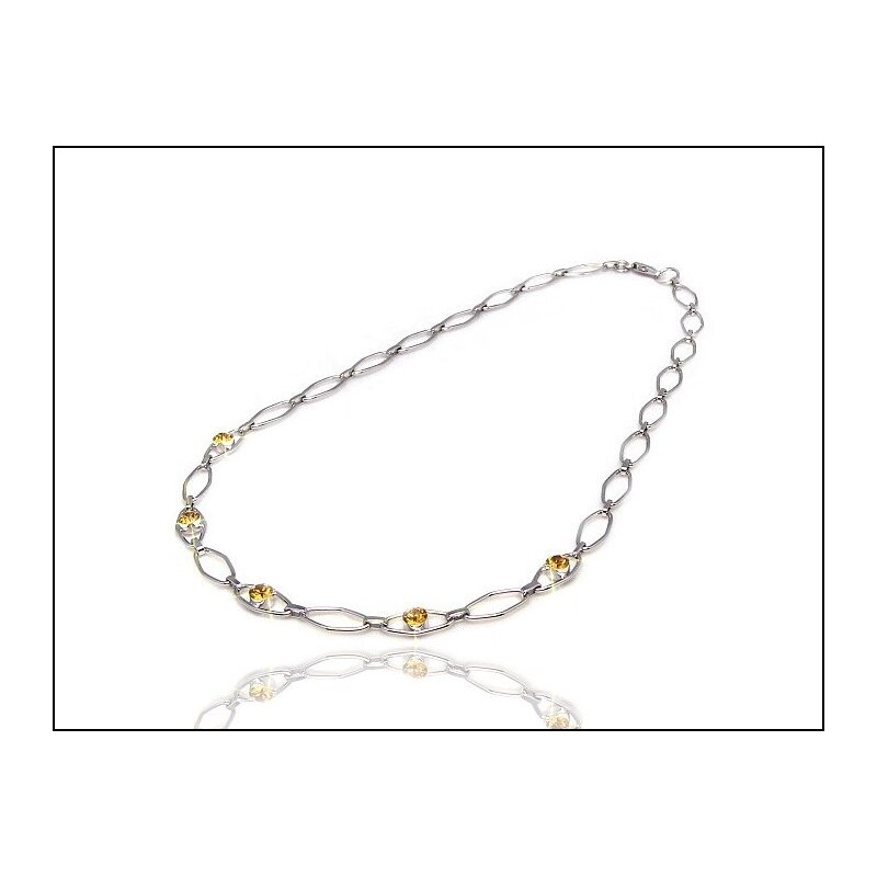 Luxusní žlutý náhrdelník s kamínky