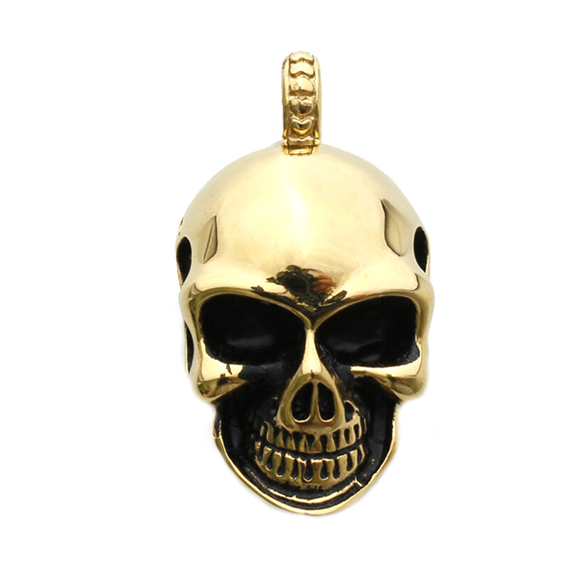 BM Jewellery Přívěsek zlatá lebka z chirurgické oceli S757080