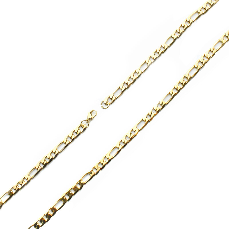 BM Jewellery Pánský zlatý řetěz Figaro 0,66 cm z chirurgické oceli S762080