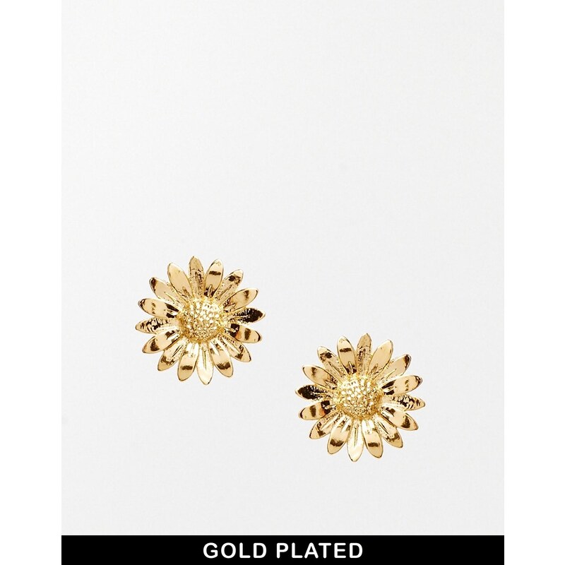 Stella & Bow Balboa Gold Plated Flower Stud Earrings - Gold