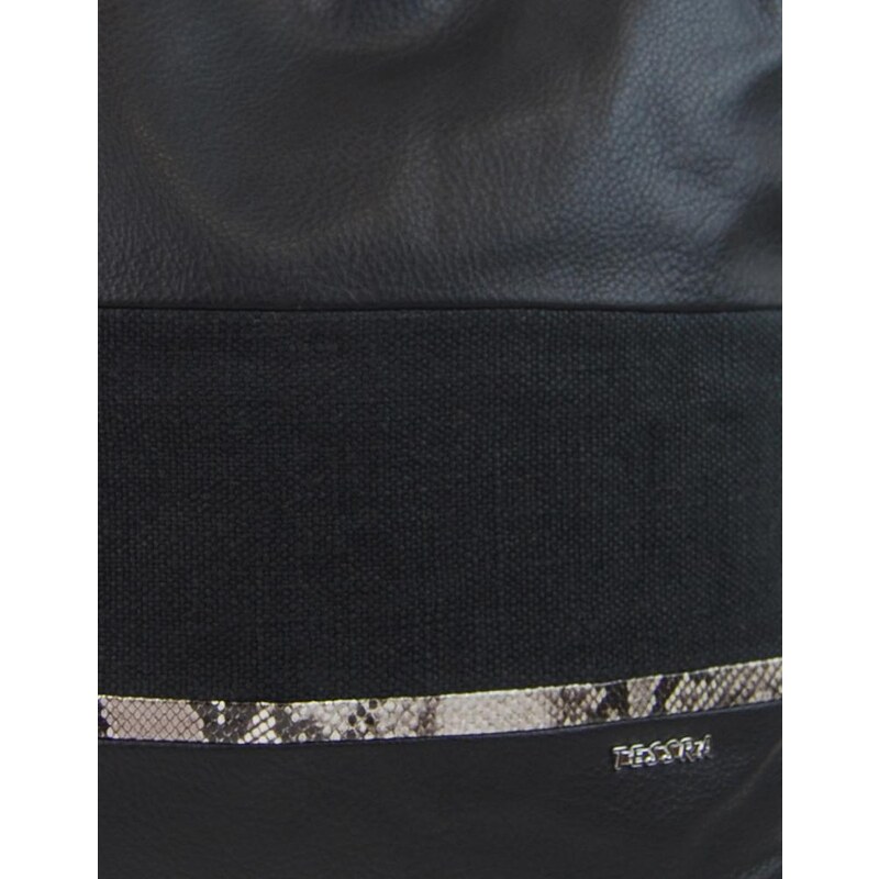 TESSRA Velká černá dámská kabelka s lanovými uchy 4543-BB