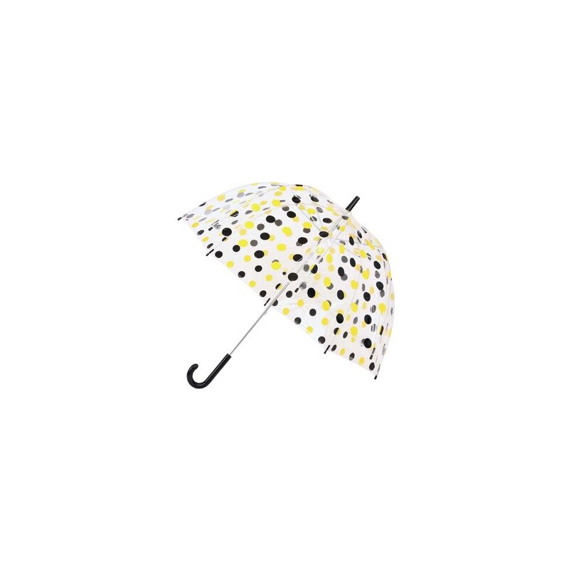 Plastový deštník Lindy Lou s černo-žlutými puntíky