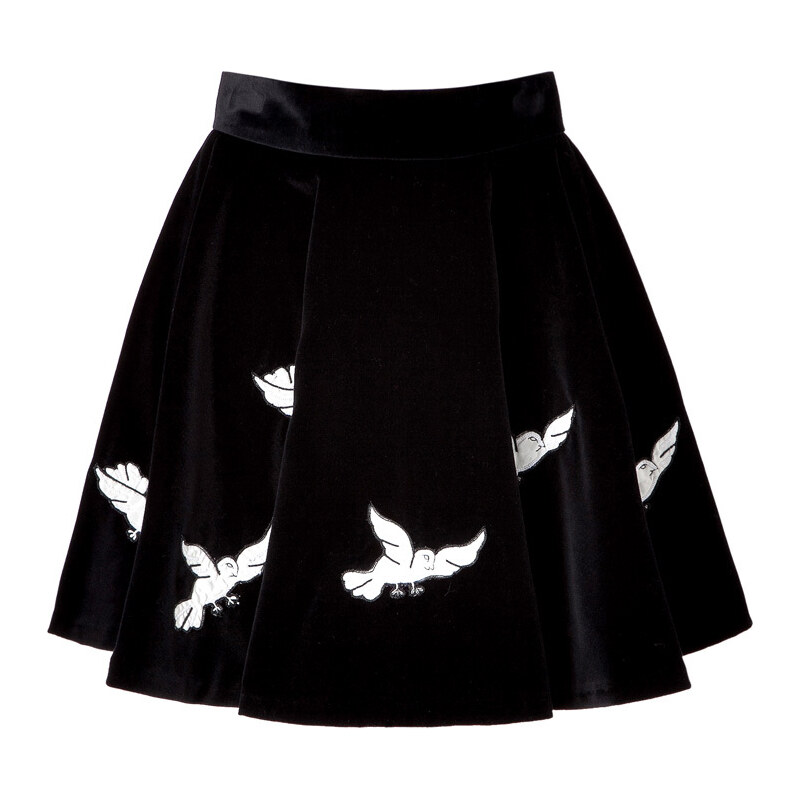 Olympia Le-Tan Embroidered Velvet Zancig Skirt