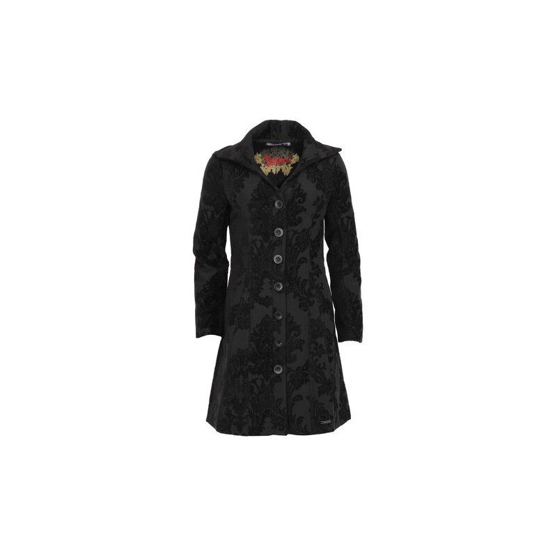 Černý kabát Desigual Dable s ornamenty