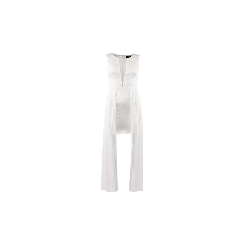 Bílé šaty AX Paris se síťovaným výstřihem