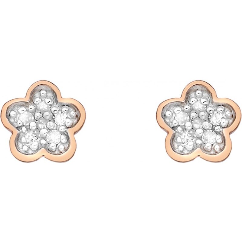 Hot Diamonds Stříbrné náušnice Stargazer Flower Rose Gold DE381