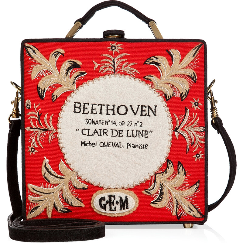 Olympia Le-Tan Handcrafted Beethoven Satchel in Red