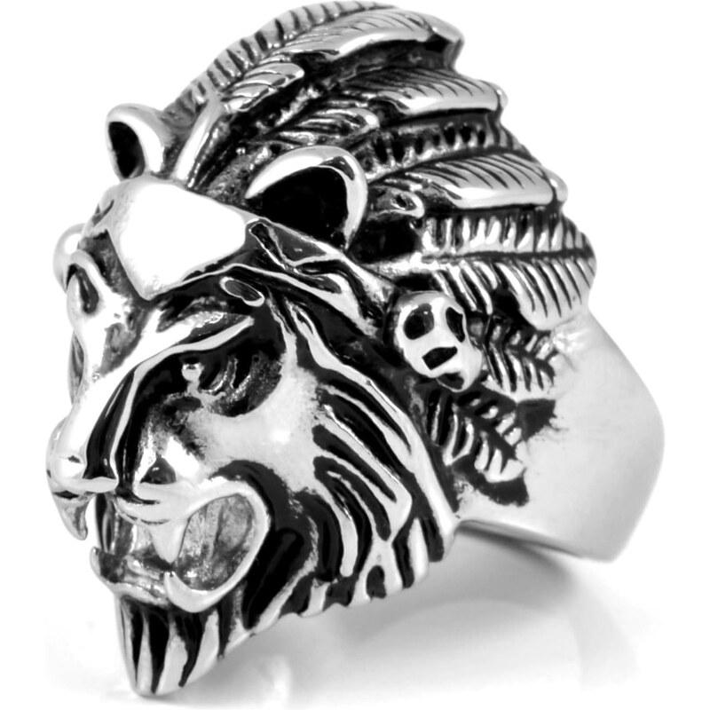 SteelCZ XL ocelový prsten Lev