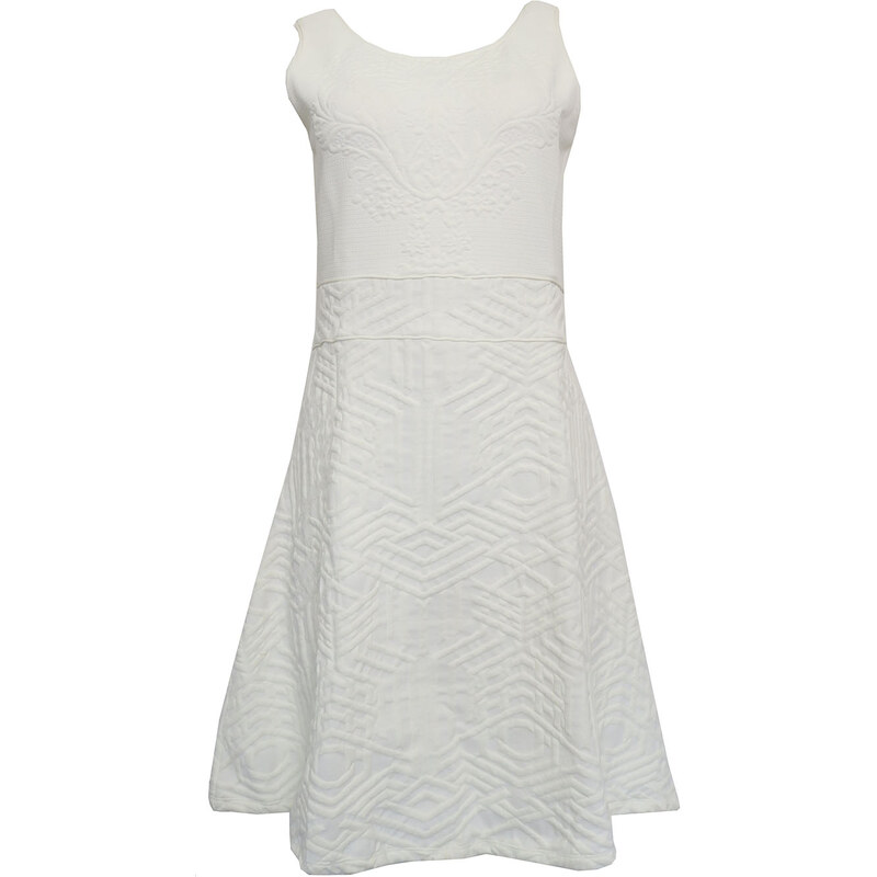 Desigual bílé šaty s plastickým vzorem - GLAMI.cz
