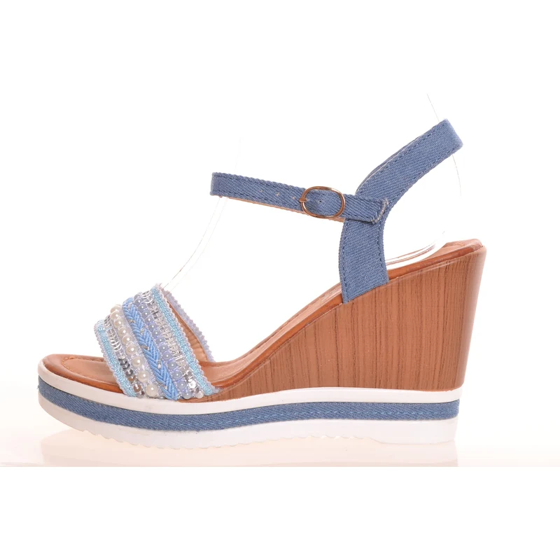 YES MILE Dámské letní sandály s korálky - bledě modré (FY-1) (v. 9,5 cm) -  GLAMI.cz