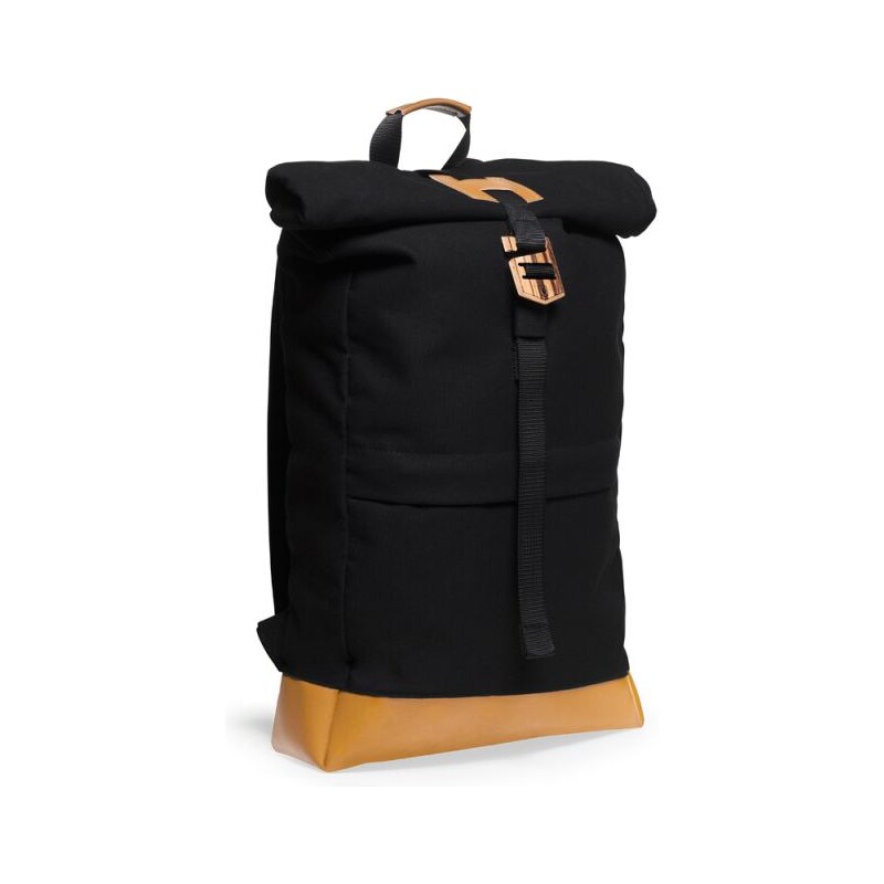 BeWooden Praktický černý batoh s dřevěným detailem Lini Rollup