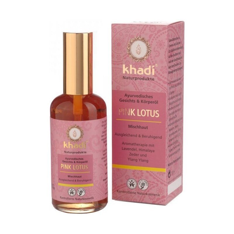 Khadi - pleťový a tělový olej Růžový Lotos pro smíšenou či problémovou pleť 100 ml