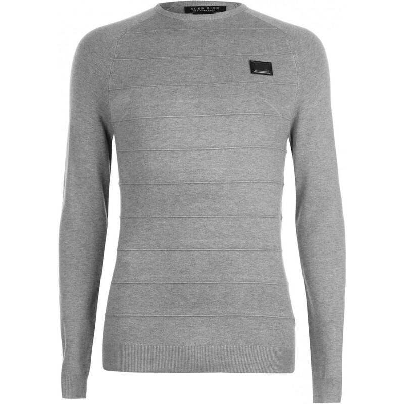 mikina Born Rich Antimony Knitted Sweatshirt pánská Grey Marl