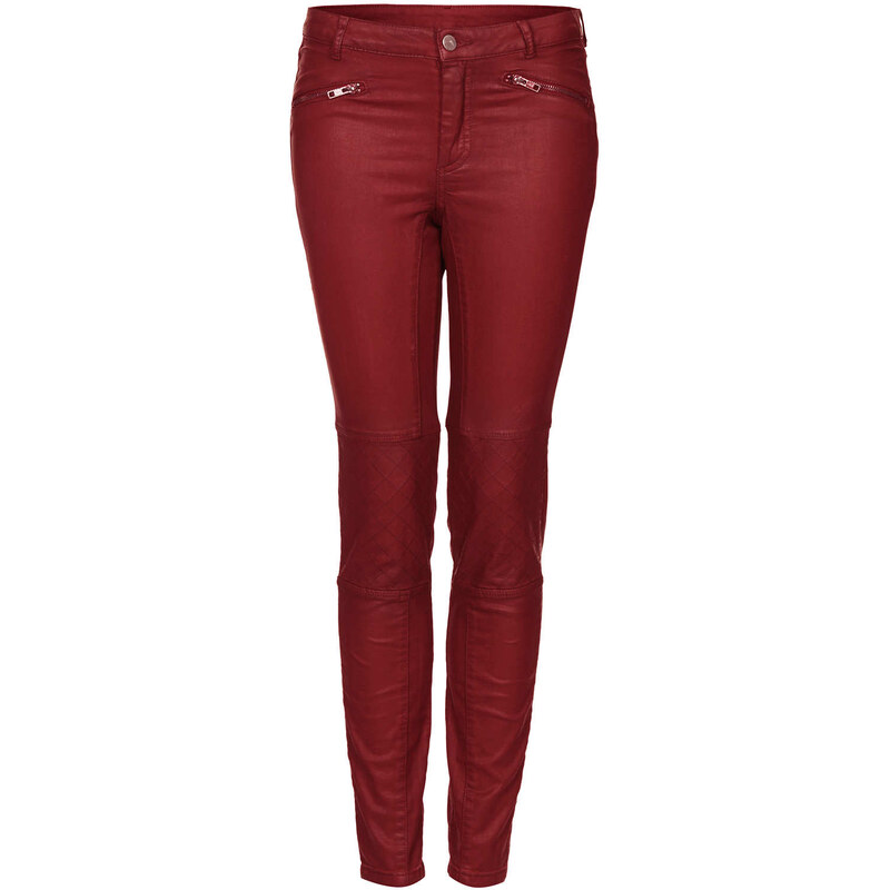Topshop Red Coated Biker Trousers