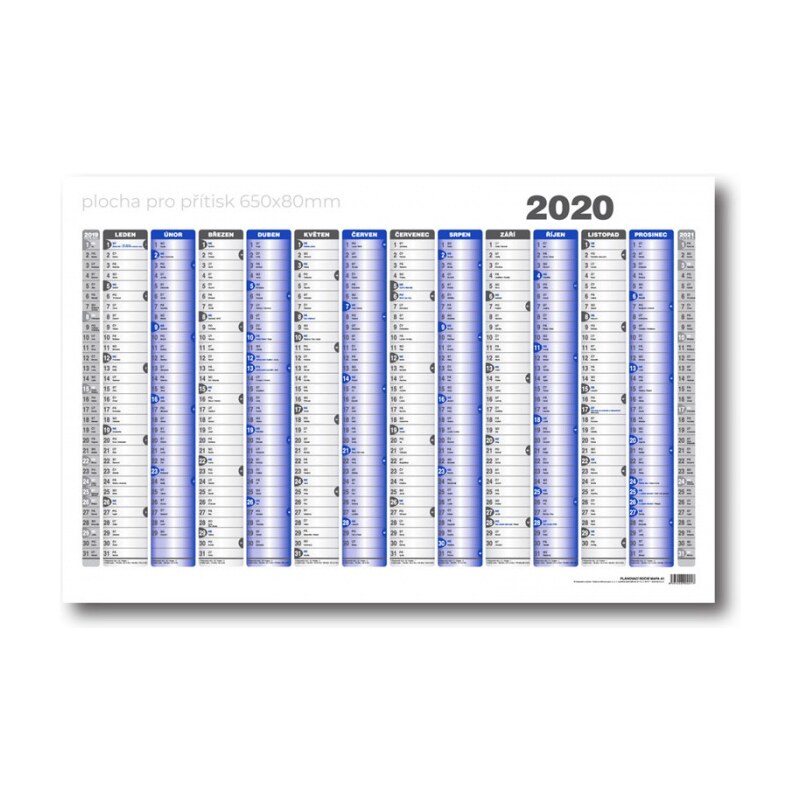 Tiskárny Hořovice s.r.o. Nástěnný kalendář mapa A1 roční list formátu 990x678 mm modrá, šedá 2020 zo1051-02-20