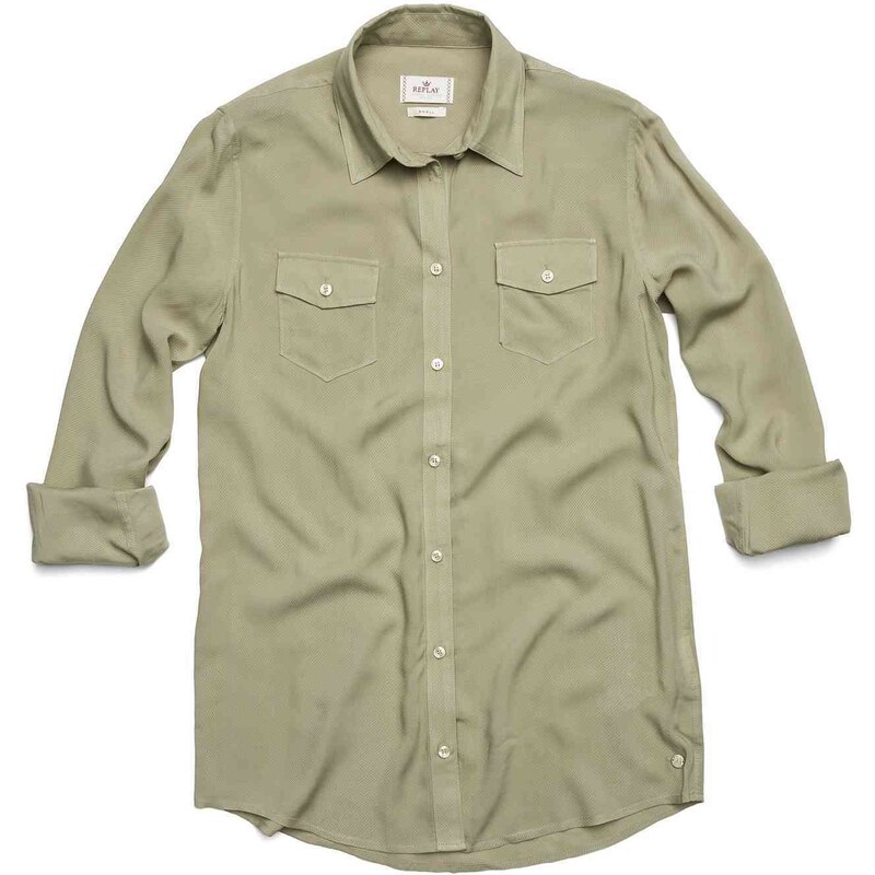 Replay Viscose rayon shirt with two flap breast pockets.