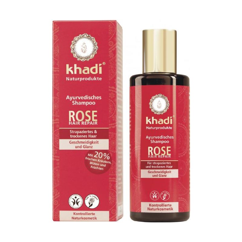 Khadi - reparační šampon RŮŽE pro poškozené vlasy 210ml