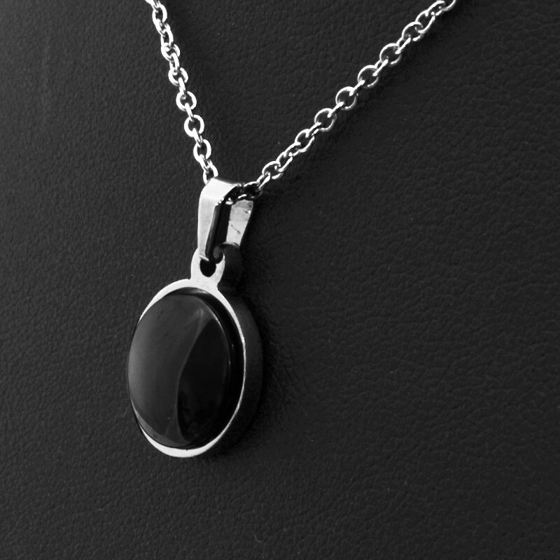 BM Jewellery Dámský náhrdelník keramický černý kruh z chirurgické oceli S783080