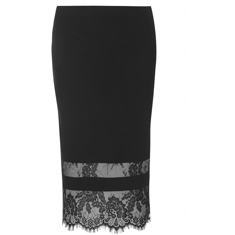 Topshop Lace Insert Bodycon Tube Skirt