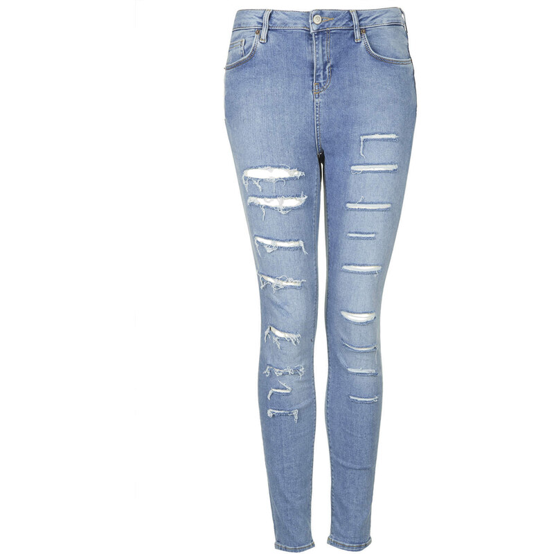 Topshop MOTO Salt and Pepper Ripped Jamie Jeans