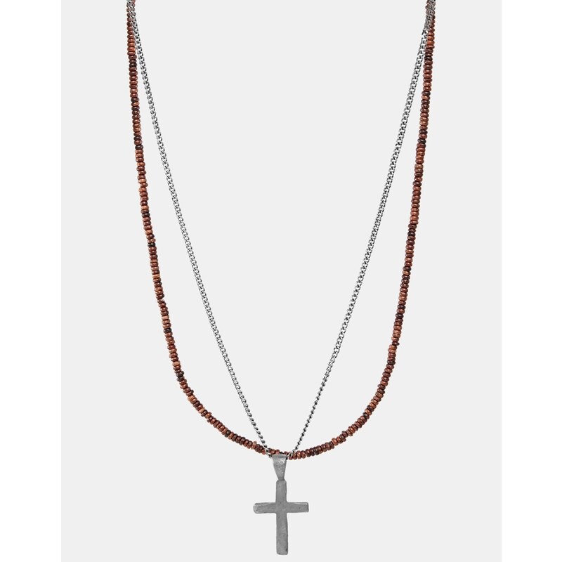 ASOS Bead and Cross Necklace Pack - Brown