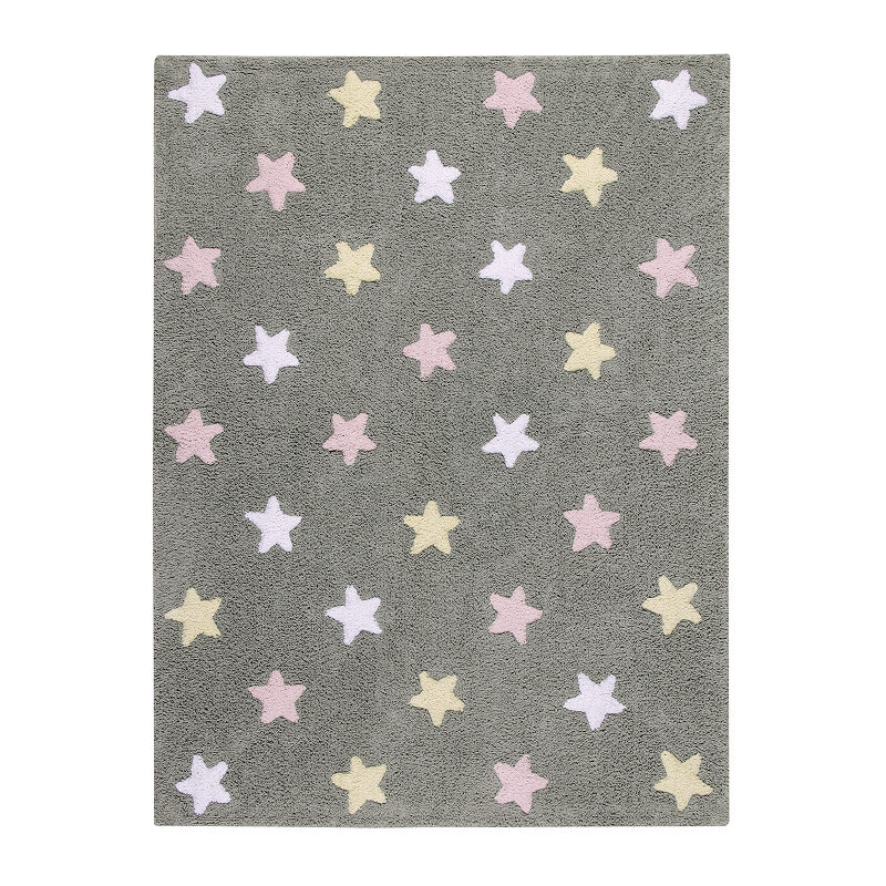 Lorena Canals koberce Pro zvířata: Pratelný koberec Tricolor Stars Grey-Pink - 120x160 cm