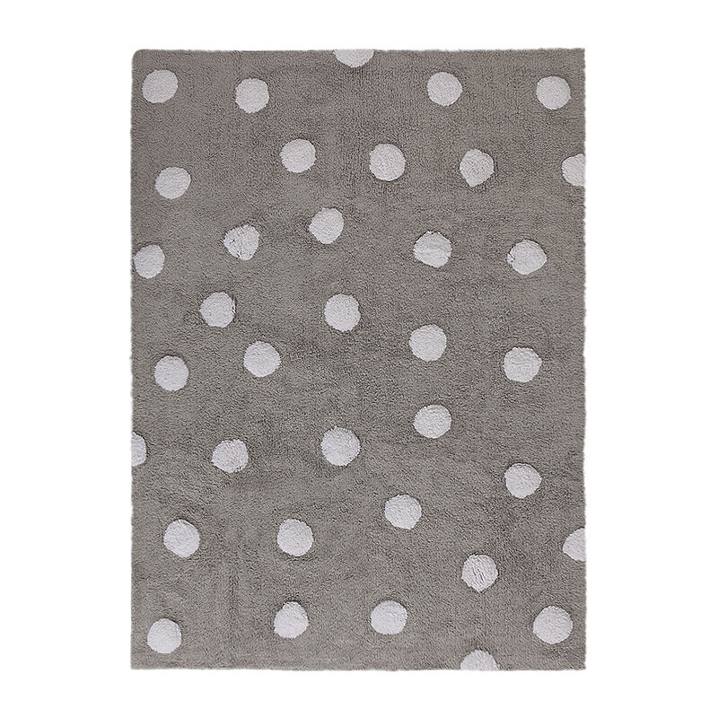 Lorena Canals koberce Pro zvířata: Pratelný koberec Polka Dots Grey-White - 120x160 cm