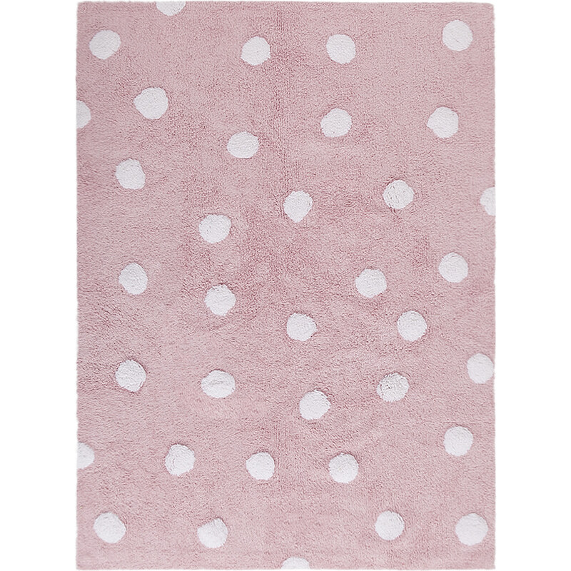 Lorena Canals koberce Pro zvířata: Pratelný koberec Polka Dots Pink-White - 120x160 cm