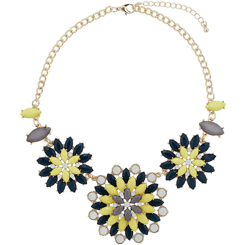 Topshop Green And Yellow Flowers Necklace