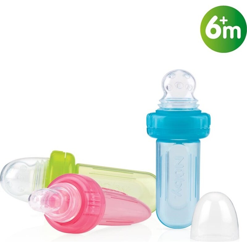 Nuby Krmítko silikonové Easy squeezy feeder 6m+, růžová