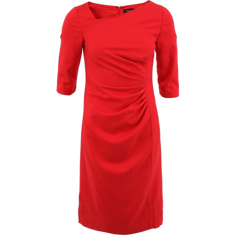 Fever London Červené šaty s asymetrickým výstřihem a řasením na boku