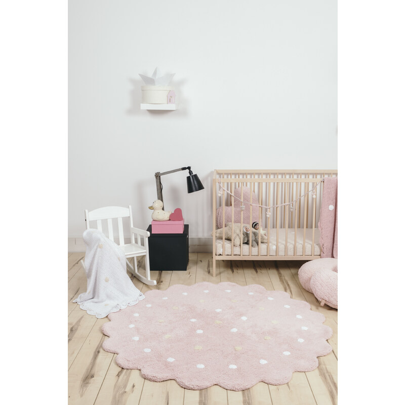 Lorena Canals koberce Pro zvířata: Pratelný koberec Little Biscuit Pink - 140x140 kytka cm