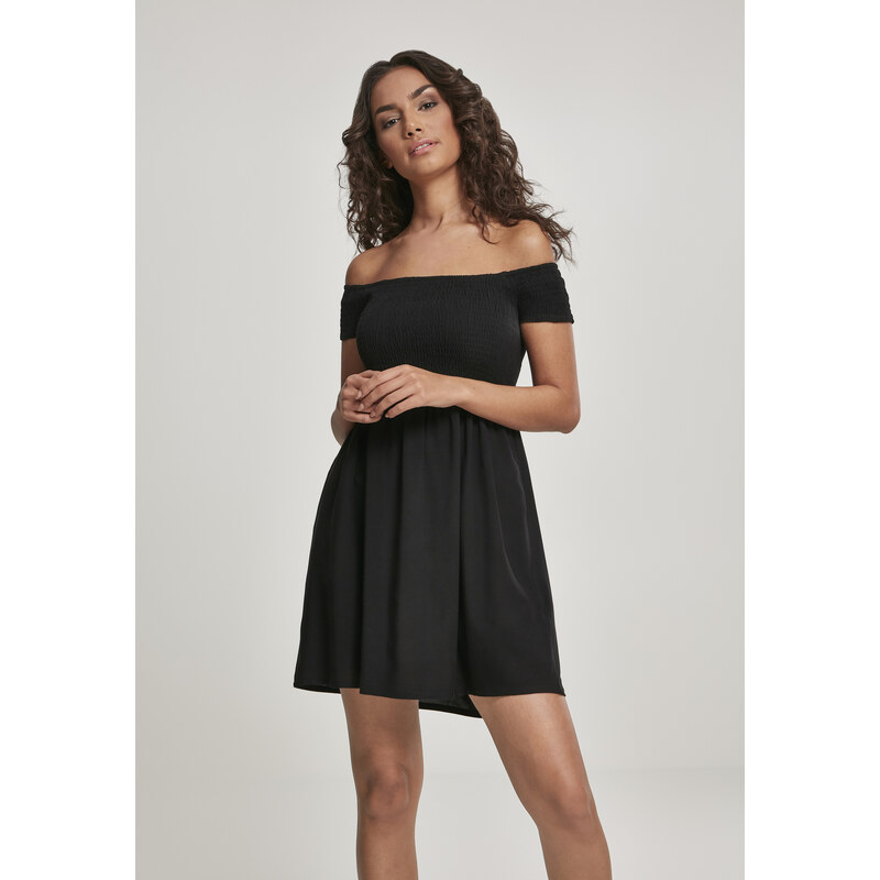 UC Ladies Dámské Smoked Off Shoulder Dress black