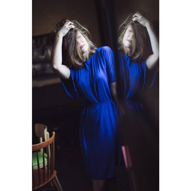 AJ Dámské šaty z hedvábí Alchemilla tmavě modré