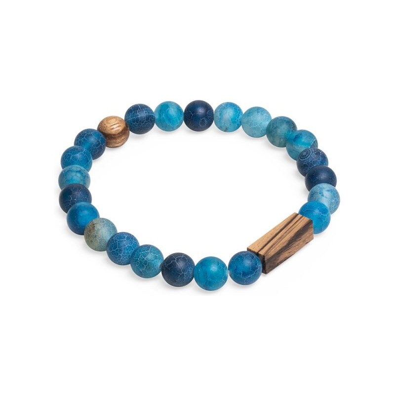 BeWooden Korálkový náramek Aqua Zebrano Bracelet