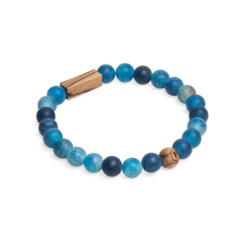 BeWooden Korálkový náramek Aqua Zebrano Bracelet