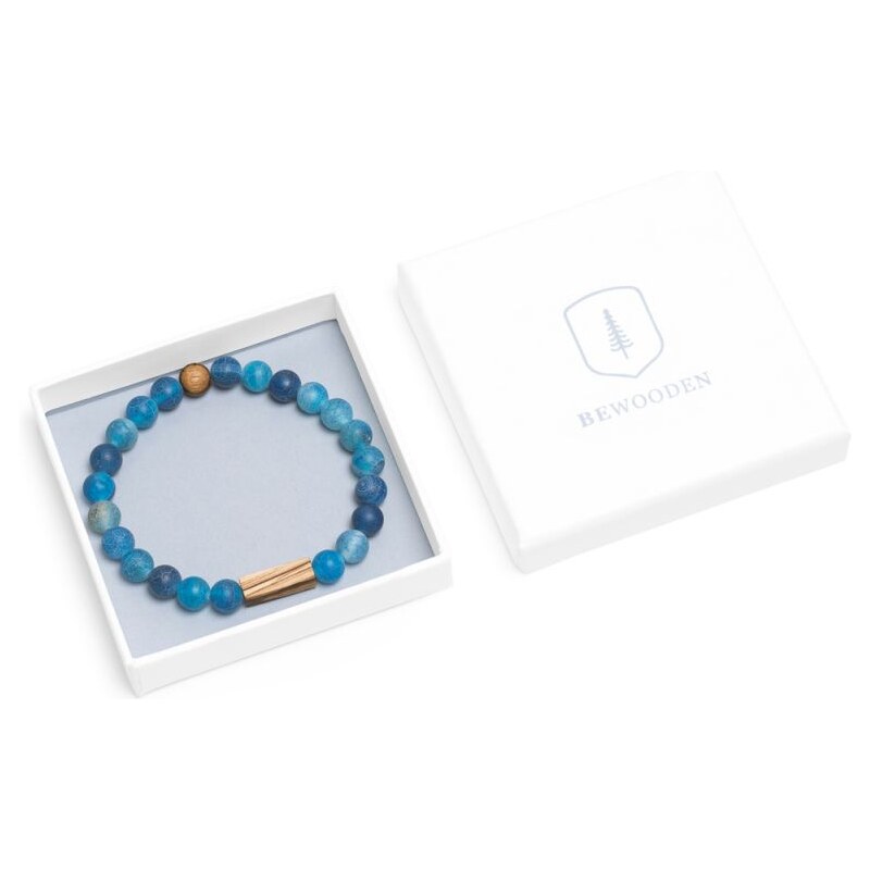 BeWooden Korálkový náramek Aqua Zebrano Bracelet