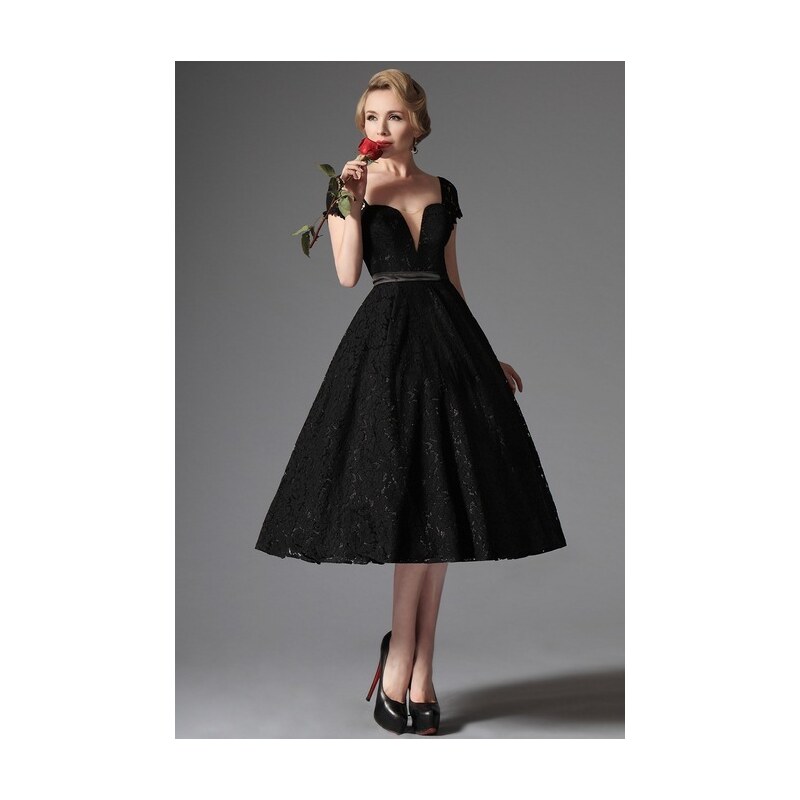 MiaBella Společenské krajkové šaty v retro stylu Barva: jako na obrázku, Velikost: XS = konfekční velikost 34