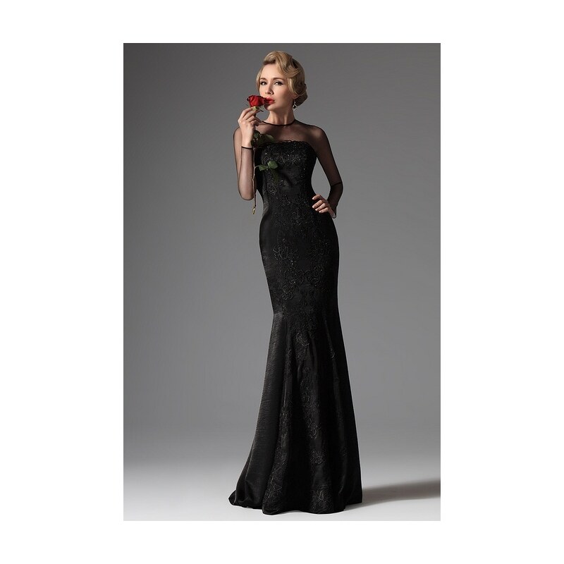 MiaBella Černé elegantní plesové šaty jako na obrázku, XS = konfekční velikost 34