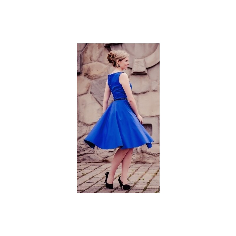 MiaBella SUSAN modré společenské retro šaty Barva: Barva jako na obrázku, Velikost: 38