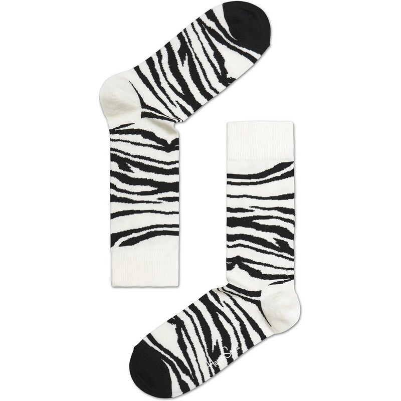 Unisex černobílé zebří ponožky Happy Socks Animal