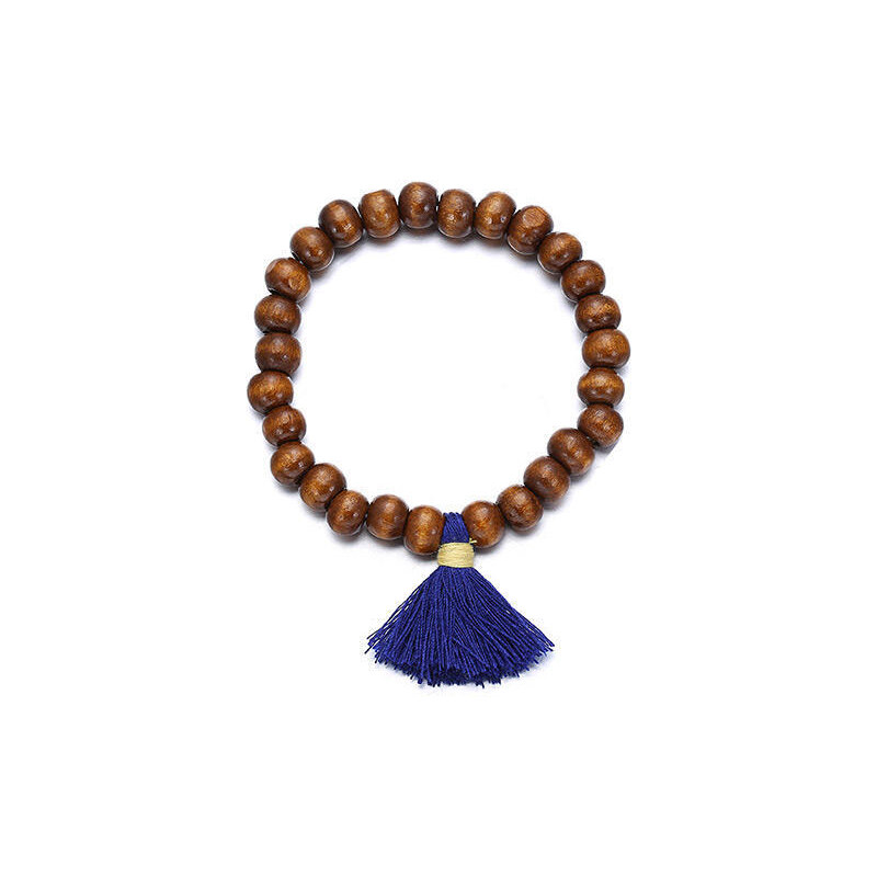 Premium Quality Beyou Náramek Wooden beads se střapcem modrý
