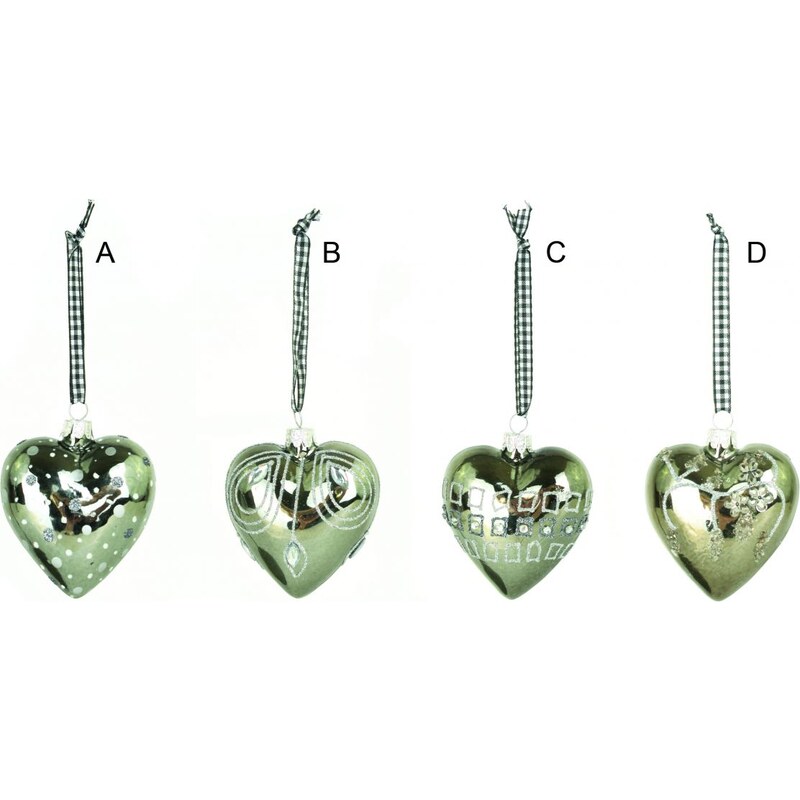 Green Gate Vánoční srdce - Hearts grey A - puntíky