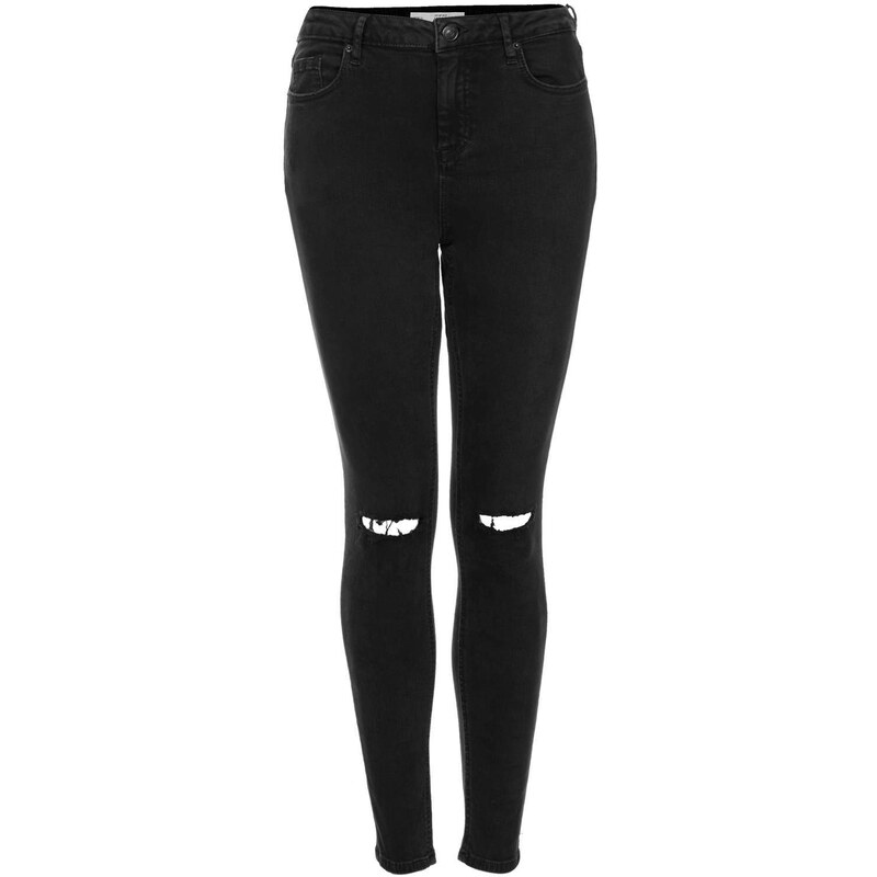 Topshop Tall MOTO Black Ripped Jamie Jeans