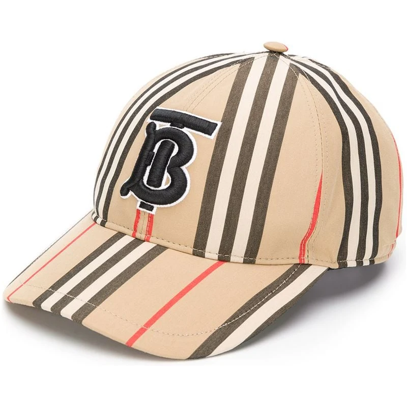 Burberry TB Logo Gray Adjustable Hat Baseball Cap Nova Check