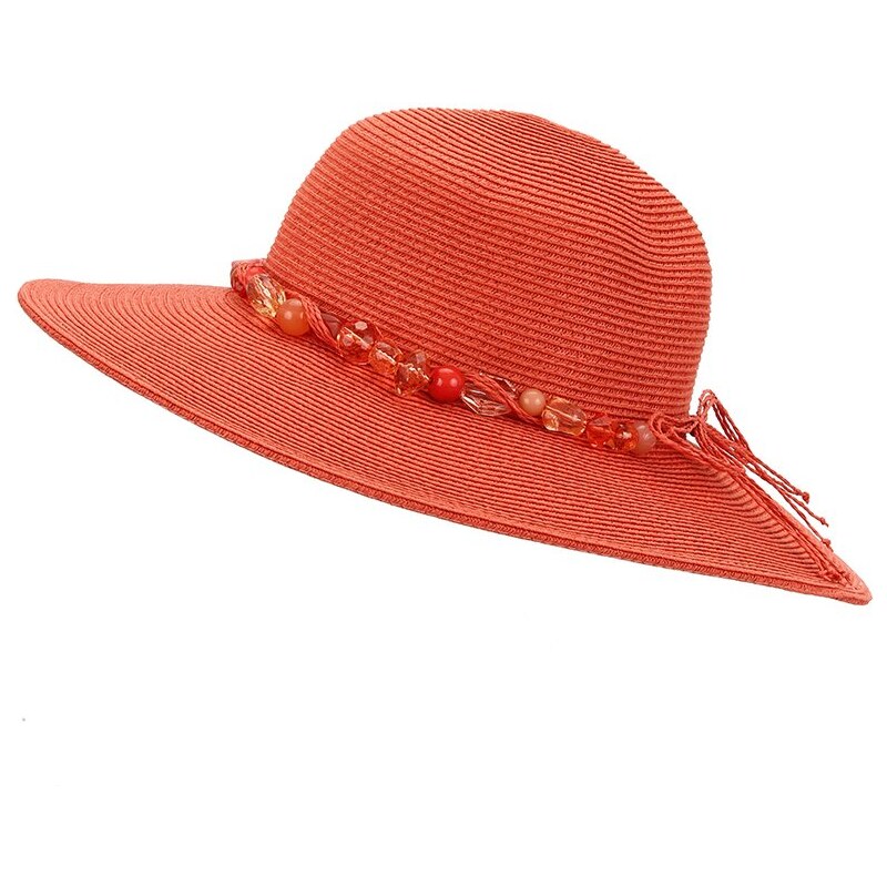 Oranžový klobouk Pia Rossini Esperanza s korálky