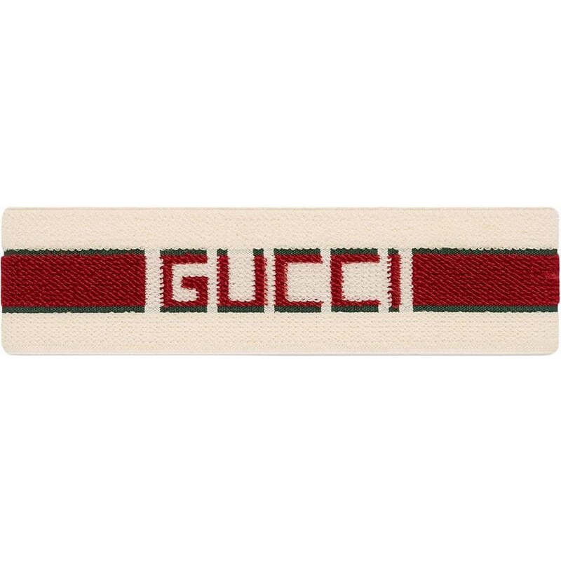 Gucci White & Red-Stripe Headband